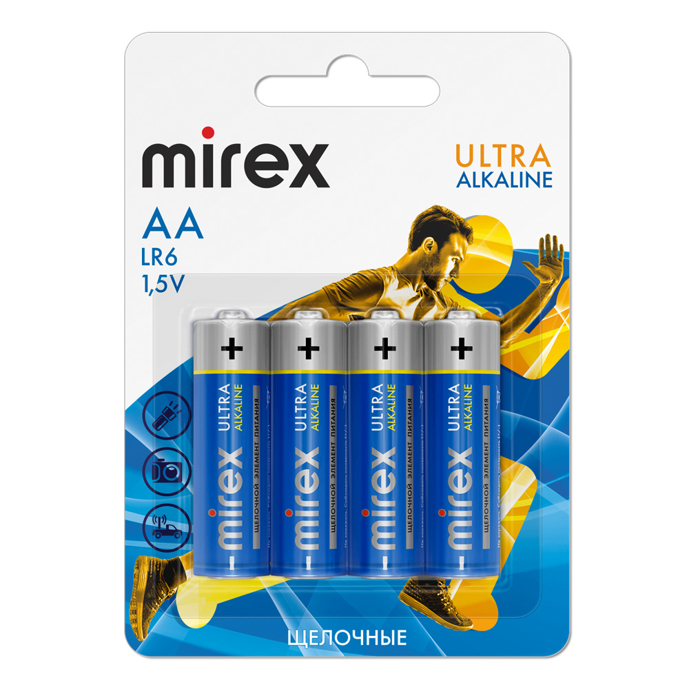 МИРЕКС (Mirex) Элемент питания алкалиновый пальчиковый (АА/LR6) БЛ-4 48/уп 480/кор