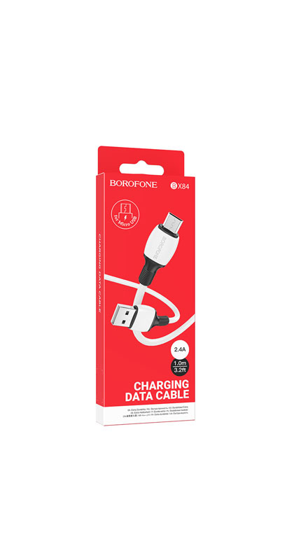 BOROFONE Кабель BX84 USB - MicroUSB 2.4А 1м белый