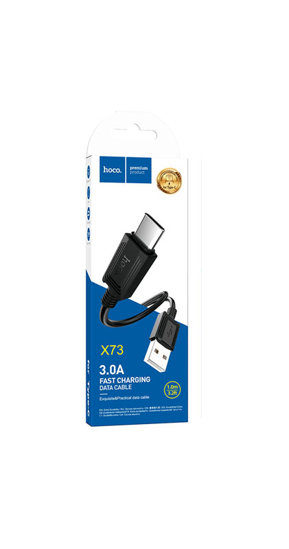 HOCO Кабель X73 USB - Type-C 3A 1м черный