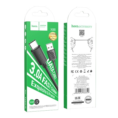 HOCO Кабель X88 USB - Type-C 2.4A 1м черный