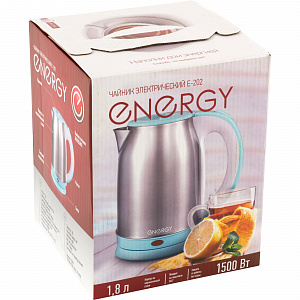 ENERGY Чайник E-202 (1.8л) стальной, бело-голубой — изображение 2