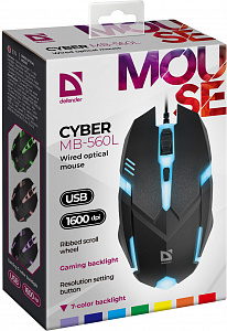 Defender Мышь игровая проводная Cyber MB-560L с подсветкой, черная — изображение 2