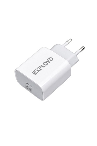 EXPLOYD Зарядное устройство сетевое EX-Z-1382 1XType-C 3А, 18W белый — изображение 2