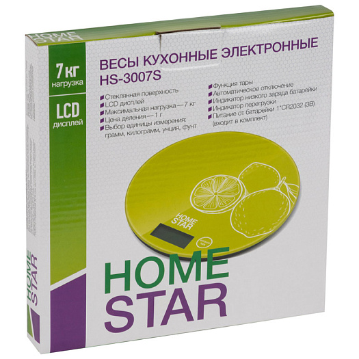 Homestar Весы кухонные HS-3007S 7кг, фрукты — изображение 2