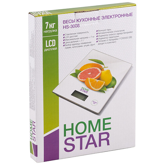 Homestar Весы кухонные HS-3008 7кг, цитрусы — изображение 2