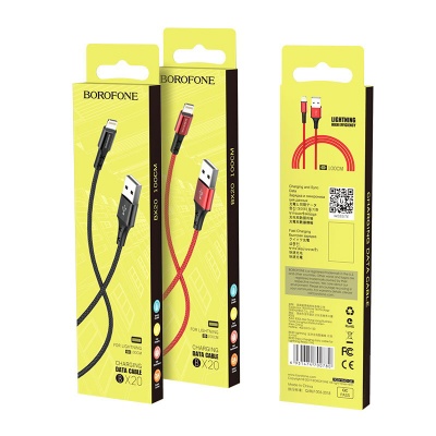 BOROFONE Кабель BX20 USB - Lightning 2.1А 1м нейлон черный