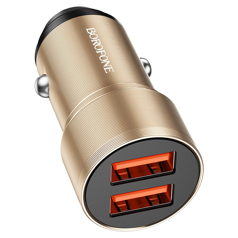 Borofone Зарядное устройство автомобильное BZ19 2ХUSB 12W золотой