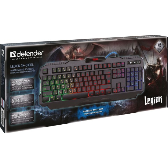 Defender Клавиатура игровая GK-010DL Legion USB подсветка
