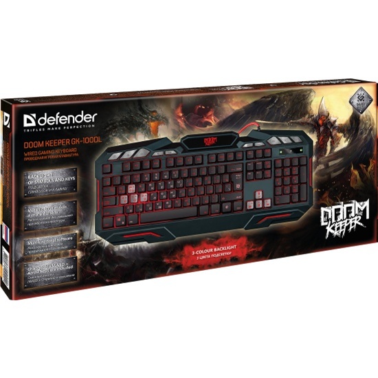 Defender Клавиатура игровая GK-100DL Doom Keeper USB подсветка