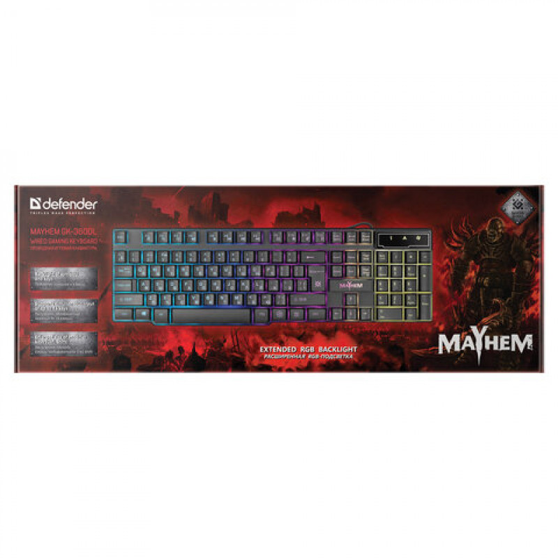 Defender Клавиатура игровая GK-360DL Mayhem USB подсветка