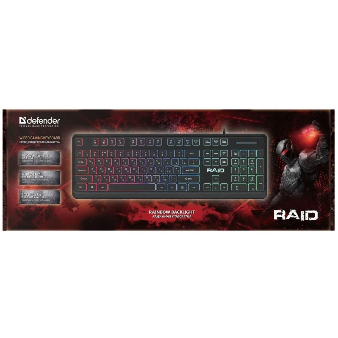 Defender Клавиатура игровая GK-778DL Raid USB подсветка