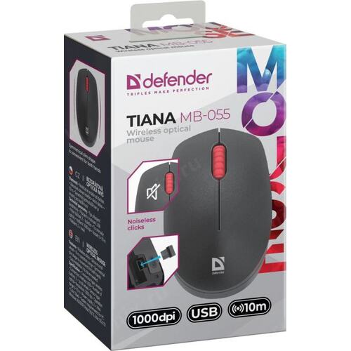 DEFENDER Мышь беспроводная Tiana MB-055 бесшумная черная