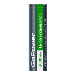 GoPower Аккумулятор LI 18650 3000mAh без защиты, плоск. конт. 78/уп