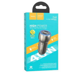 Hoco Зарядное устройство автомобильное Z48 2хType-C, QC3.0 40W серый