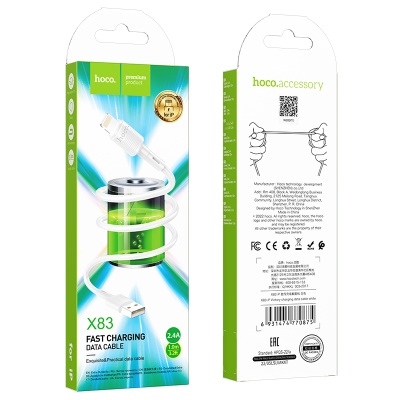 HOCO Кабель X83 USB - Lightning 2.4A 1м белый
