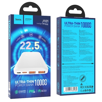 HOCO Внешний аккумулятор (Power bank) J101 3А 10000 мА⋅ч белый