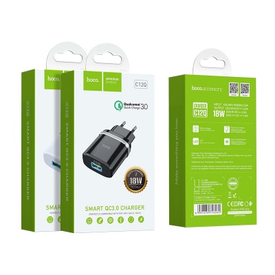 HOCO Зарядное устройство C12Q 1xUSB QC3.0 черный