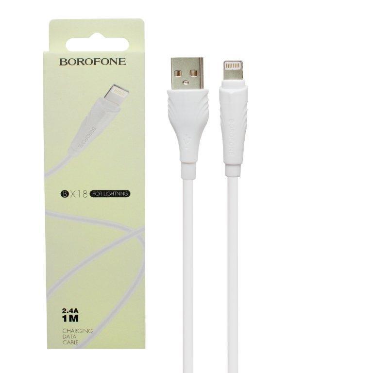BOROFONE Кабель BX18 USB - Lightning 2.4А 1м в оплетке белый