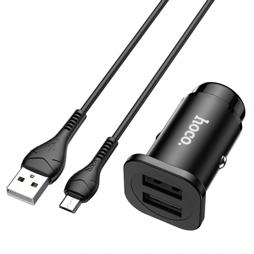 Hoco Зарядное устройство автомобильное NZ4 2ХUSB 4800mA + кабель Micro черный — изображение 2