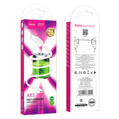 HOCO Кабель X83 USB - Type-C 3А 1м белый