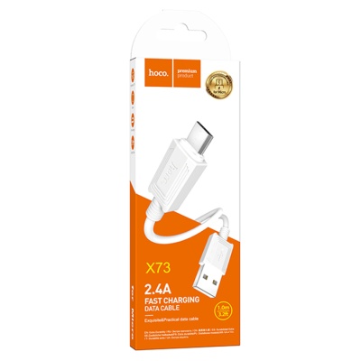 HOCO Кабель X73 USB - MicroUSB 2.4А 1м белый