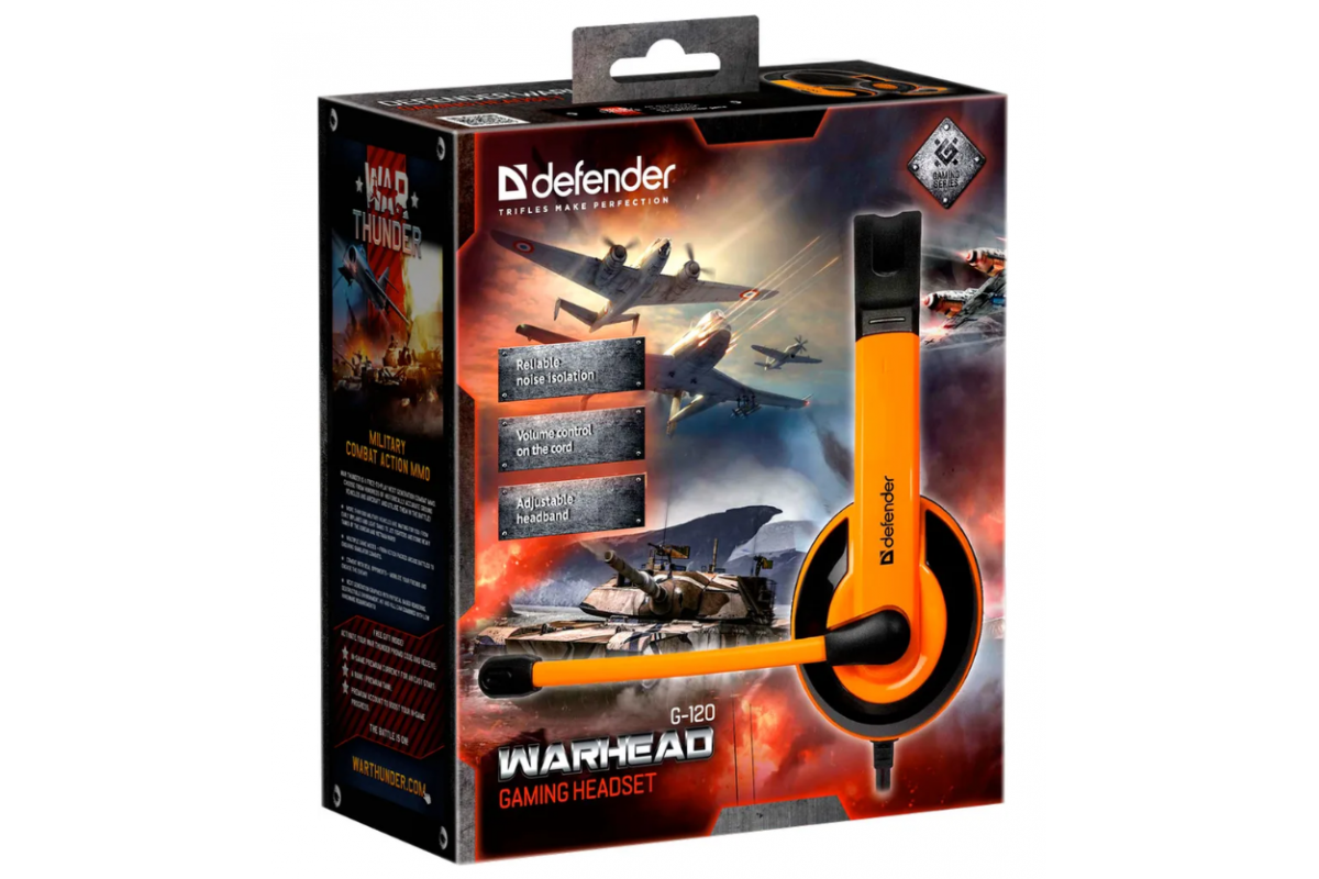 Defender Стереогарнитура Warhead G-120 черно-оранжевая 2м — изображение 2