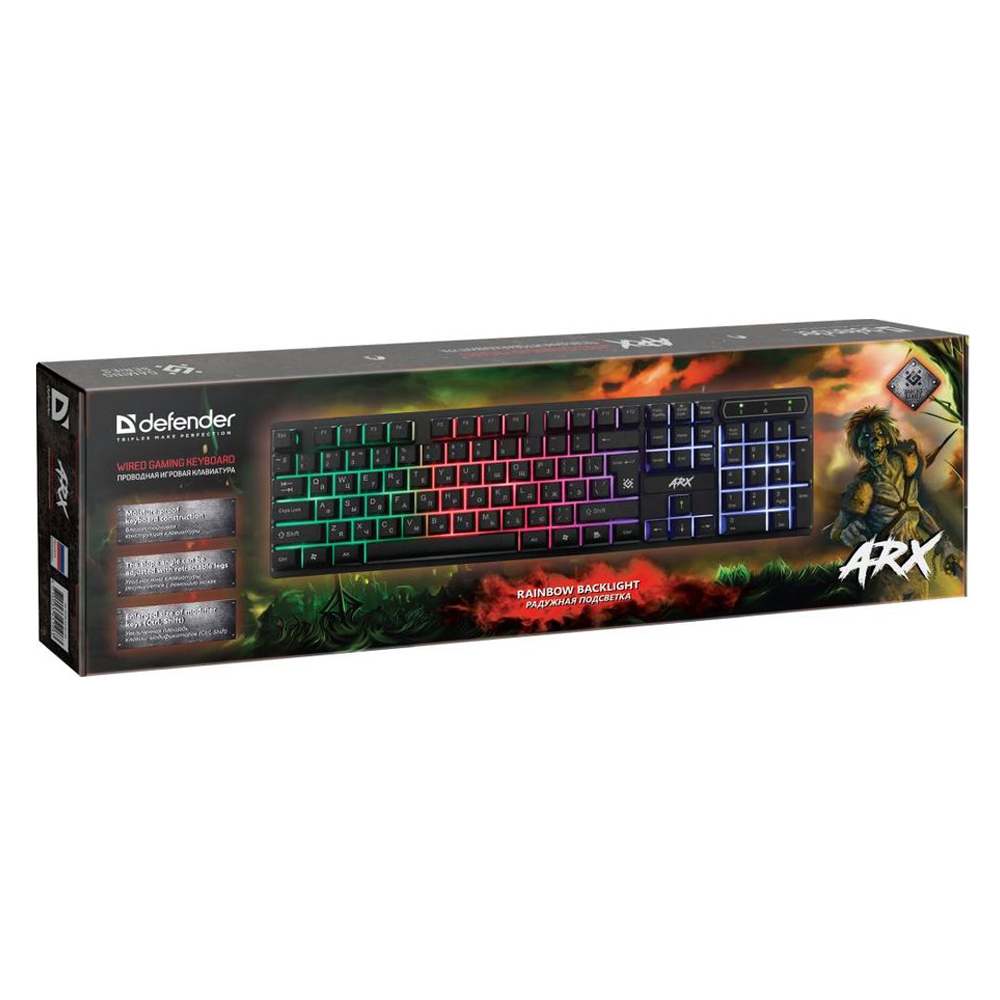 Defender Клавиатура игровая GK-196L Arx USB подсветка