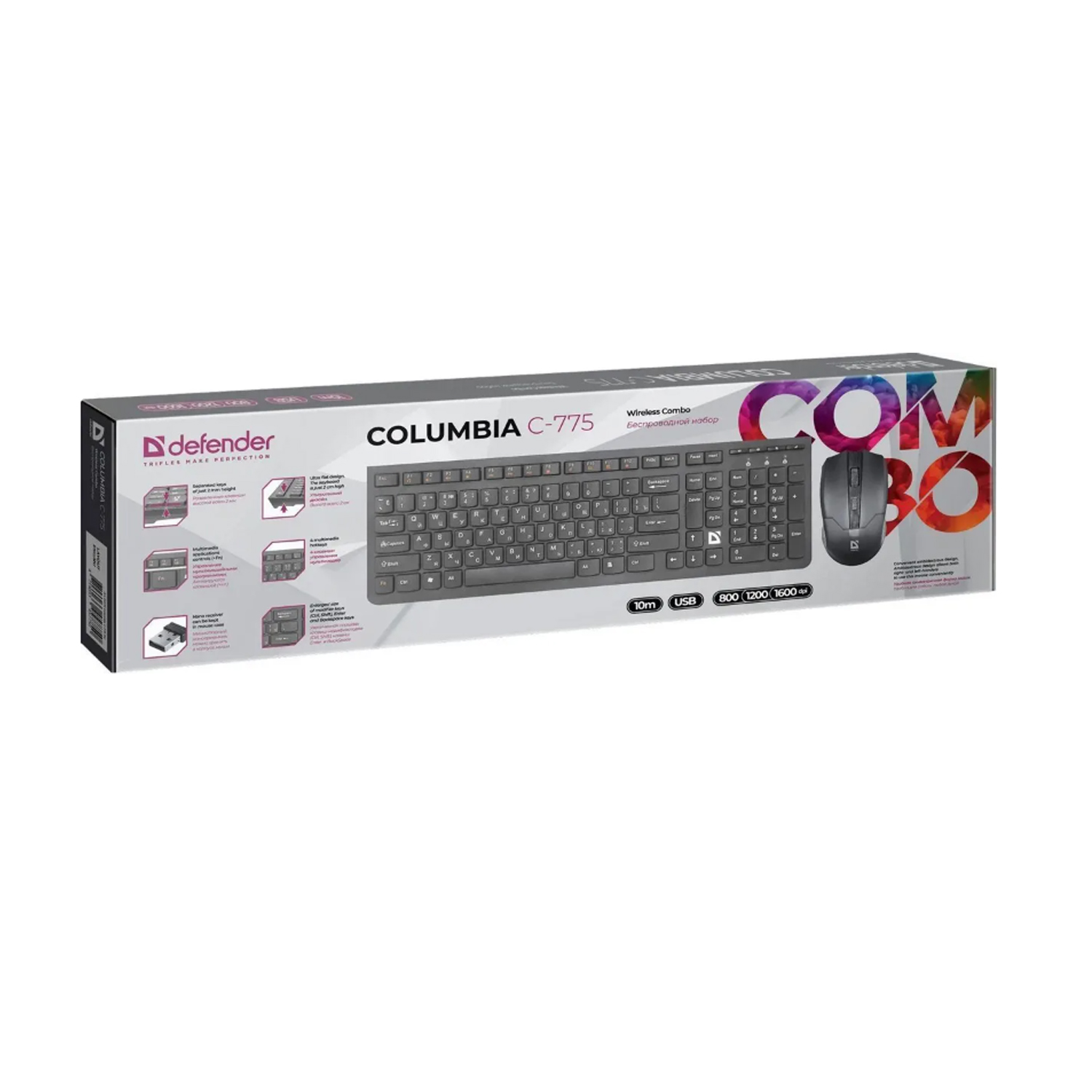 Defender Комплект беспроводной клавиатура+мышь Columbia C-775