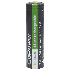 GoPower Аккумулятор LI 18650 1800mAh без защиты, выс. конт. 80/уп