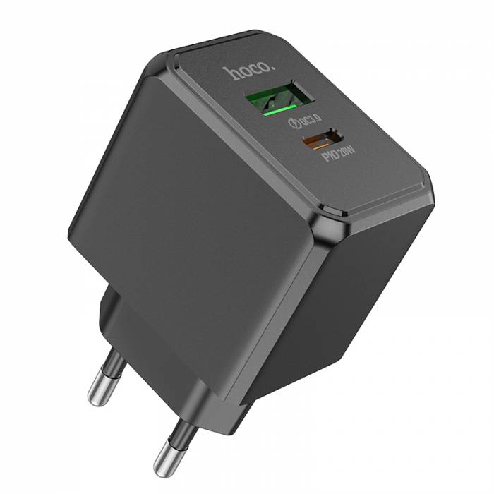 HOCO Зарядное устройство CS14A 1xUSB 1xType-C PD20W QC3.0 черный — изображение 2