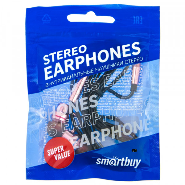 Smartbuy Внутриканальная гарнитура SBH-104Q шнур Type-C, черно-розовая