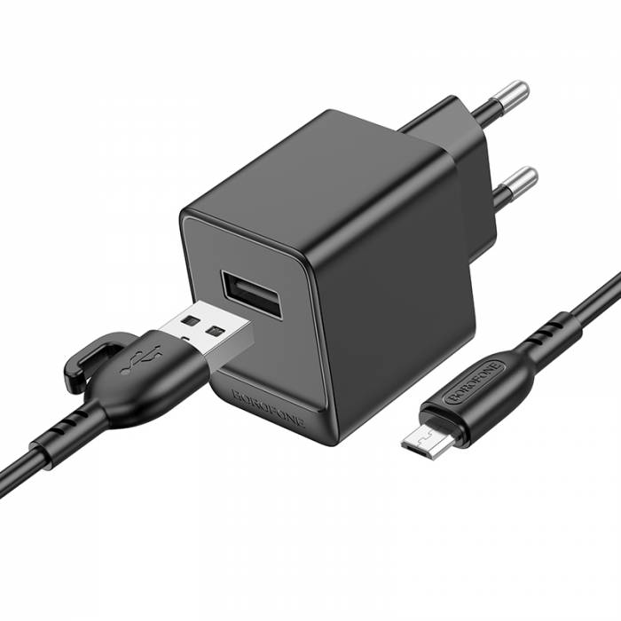 BOROFONE Зарядное устройство BAS11A 1xUSB + кабель Micro черный — изображение 2