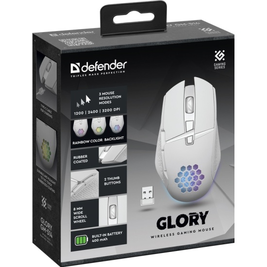 DEFENDER Мышь беспроводная игровая Glory GM-514 белая