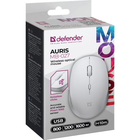 DEFENDER Мышь беспроводная Auris MB-027 белая