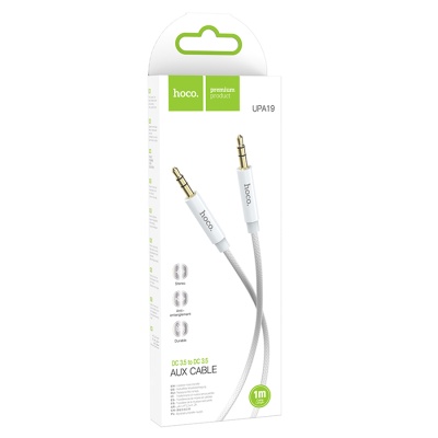 HOCO Кабель UPA19 AUX Jack (M) 3.5 - Jack (M) 3.5 1м серебристый
