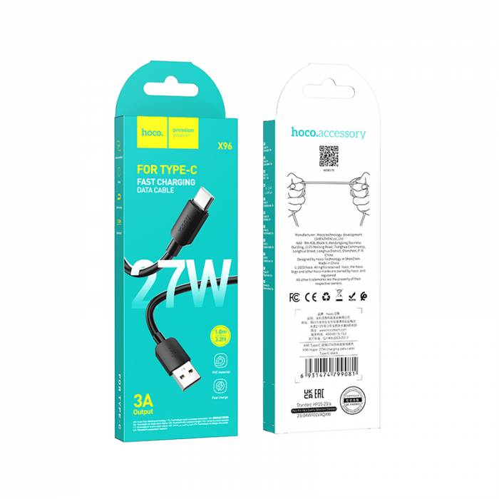 HOCO Кабель X96 USB - Type-C 3А 27W 1м черный