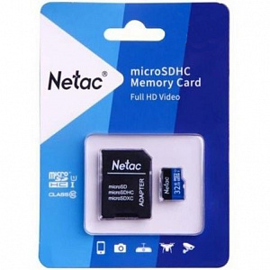 NETAC Карта памяти MicroSD P500 Standart 32GB Class 10 UHS-1 с адаптером