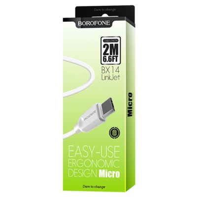 BOROFONE Кабель BX14 USB - MicroUSB 2.4А 2м белый