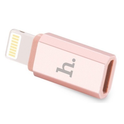 Hoco Переходник Lightning - Micro 0.05м алюминий, розовый