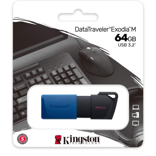 Kingston Флэш-карта 64GB USB 3.0 Data Traveler EXODIA M синий