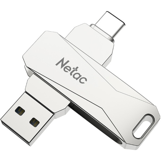 Netac Флэш-карта 64GB USB+Type-C 3.0 Dual U782C серебро