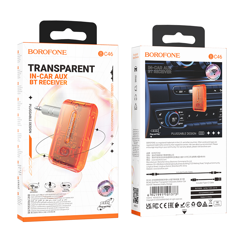 Borofone FM-модулятор BC-46 (Bluetooth) оранжевый