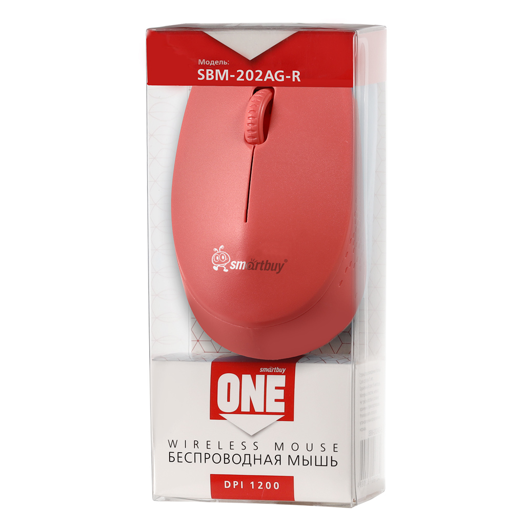 Smartbuy Мышь беспроводная ONE SBM-202AG-K красная