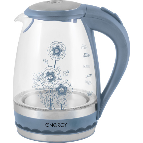 ENERGY Чайник E-279 (1,5л) стекло, синий