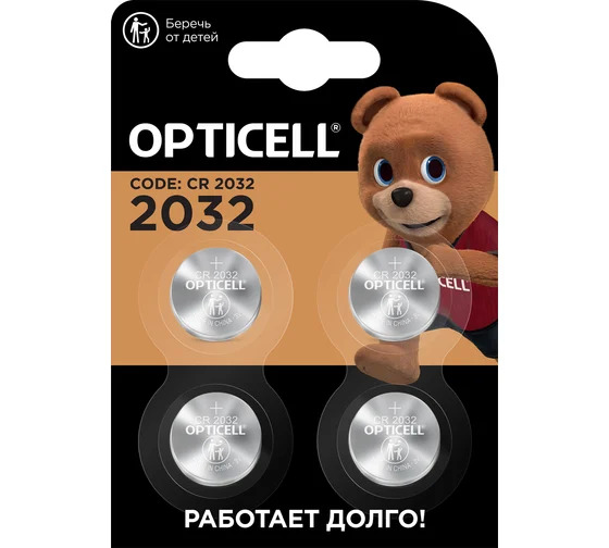 Opticell Элемент питания литиевый CR2032 BL4 80/уп