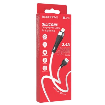 BOROFONE Кабель BX46 USB - Lightning 2.4А 1м силикон, белый