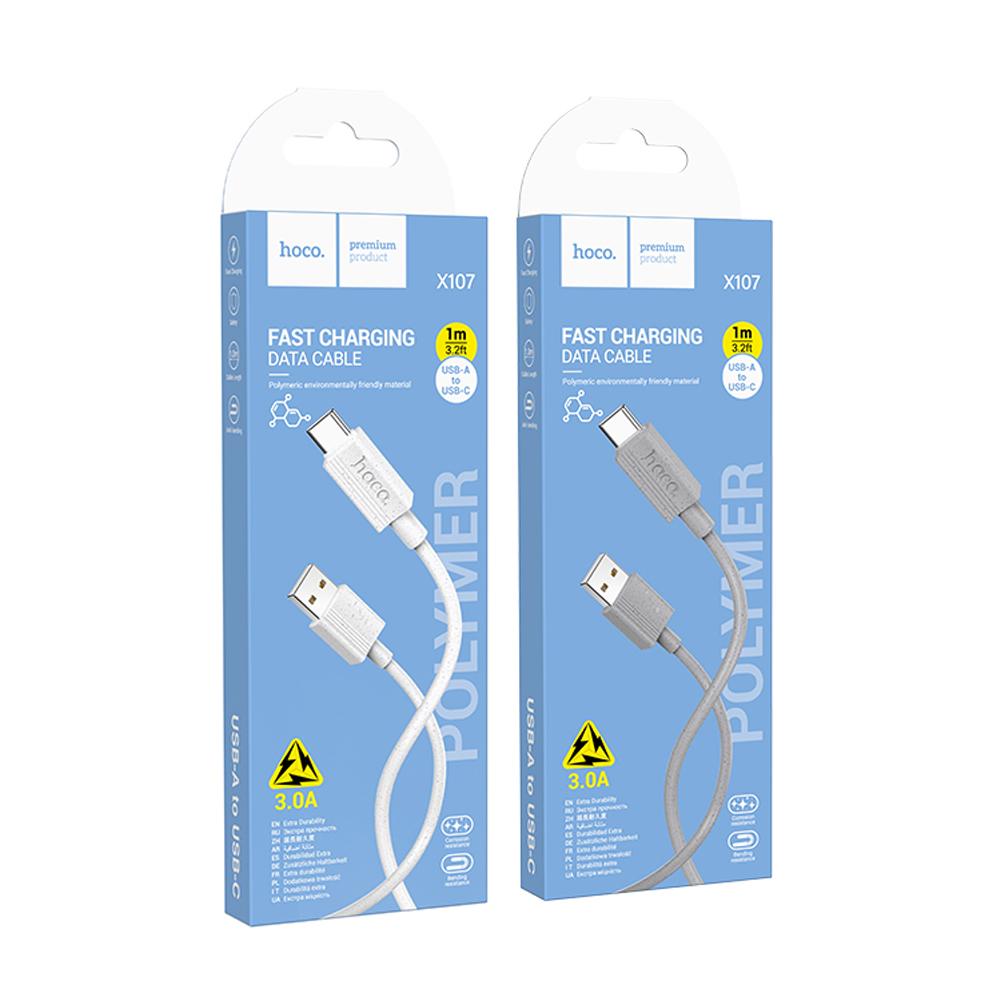 HOCO Кабель X107 Type-C - Type-C 3А 60W 1м серый