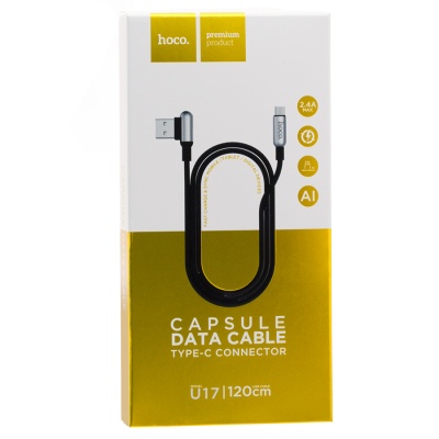 Hoco Переходник U17 USB 3.0 - Micro USB 1.2м угловой черный