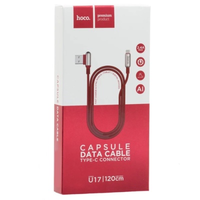 Hoco Переходник U17 USB 3.0 - Micro USB 1.2м угловой красный