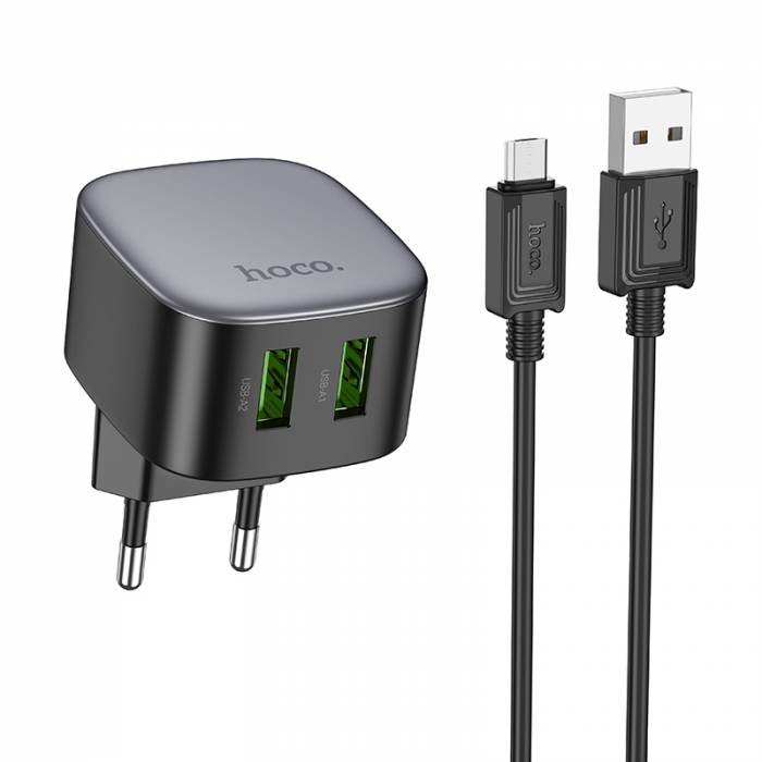 Hoco Зарядное устройство CS34A 2хUSB QC3.0 18W + кабель Micro черный — изображение 2
